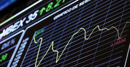 Panel de principal indicador de la Bolsa española, el IBEX 35.