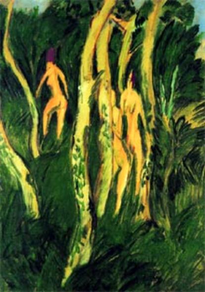 <b></b><i>Desnudos en el bosque sobre la playa </i>(1913), de Ernst Ludwig Kirchner.