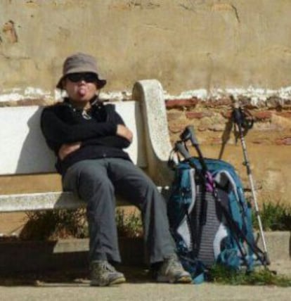 Denise Pikka Thiem, durante uma de suas últimas etapas do Caminho Francês a Santiago.