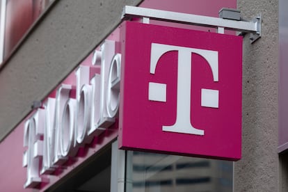 The T-Mobile logo is seen on a storefront, Oct. 14, 2022, in Boston.