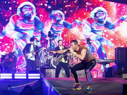 El cantante Chris Martin durante un concierto de Coldplay el pasado 12 de agosto en Wembley, bajo la gira 'Music Of The Spheres Tour'.