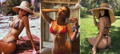 Emily Ratajkowski, Bella Hadid y Klhoe Kardashian, tres embajadoras del bikini más minúsculo.