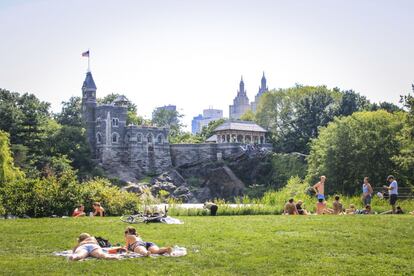 Al sureste de Great Lawn, inmenso prado color esmeralda situado en el centro del parque (donde Simon & Garfunkel dieron aquí su famoso concierto en 1981), Belvedere Castle, un castillo de estilo neorrománico-neogótico conocido como 'el disparate victoriano', es un mirador y un magnífico puesto de observación de aves, construido por uno de los diseñadores de Central Park en 1869.