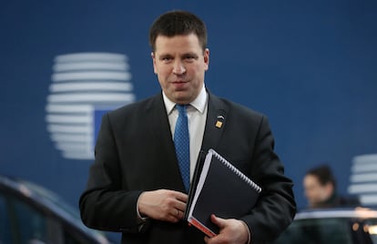 Jüri Ratas, a su llegada a una cumbre en Bruselas en febrero de 2020.