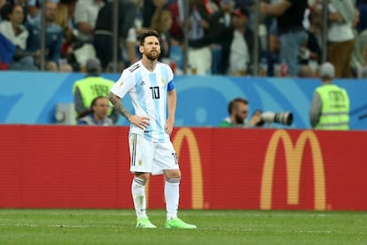 El jugador argentino Lionel Messi durante el partido frente a Croacia.