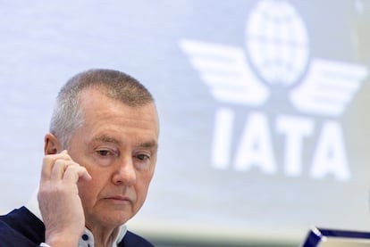 Willie Walsh, director general de IATA, en la presentación del informe anual, este miércoles, en Ginebra.