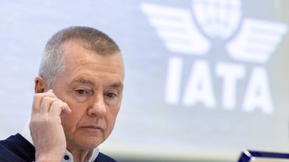 Willie Walsh, director general de IATA, en la presentación del informe anual, este miércoles, en Ginebra.