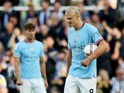 Erling Haaland durante el partido entre el Newcastle y el Manchester City este domingo.