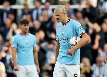 Erling Haaland durante el partido entre el Newcastle y el Manchester City este domingo.