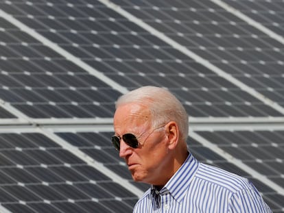 Biden, durante una reciente visita a una instalación solar en Plymouth (New Hampshire).