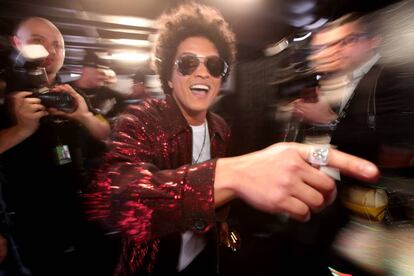 Bruno Mars en los premios Grammy de 2018 celebrados en Nueva York.