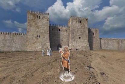 Fotograma de uno de los videos de realidad virtual, en la que Felipe V muestra el desarrollo de la antigua ciudad musulmana amurallada.