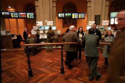 Sala de contratación de la Bolsa de Madrid.