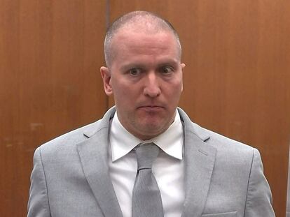 Derek Chauvin, el expolicía de Minneapolis, durante su juicio por el homicidio de George Floyd.