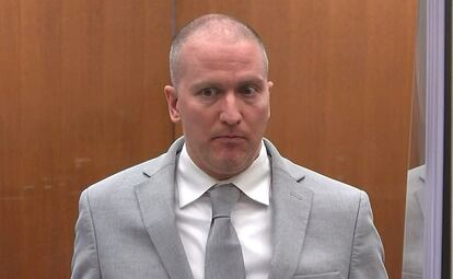 Derek Chauvin, el expolicía de Minneapolis, durante su juicio por el homicidio de George Floyd.