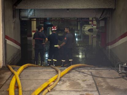 Un garatge inundat al centre de Barcelona.
