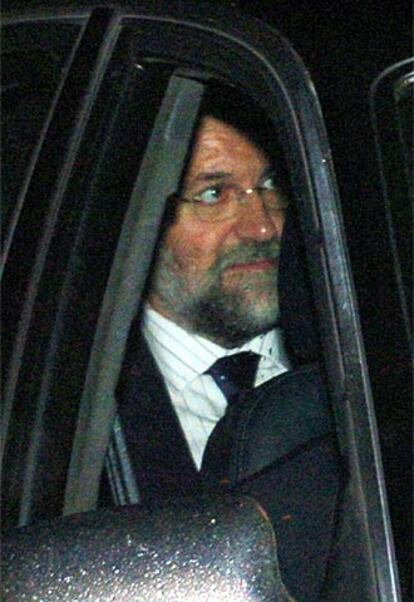 Mariano Rajoy, a su llegada a la residencia de Fraga.
