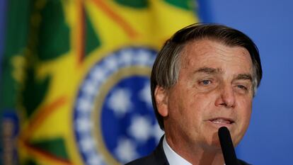 El presidente brasileño, Jair Bolsonaro, en una comparecencia la semana pasada.