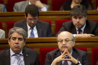 El consejero de Economía, Andreu Mas-Colell, en el Parlament.