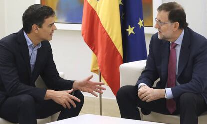 Mariano Rajoy i Pedro Sánchez, al Palau de la Moncloa.