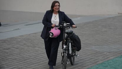 Xóchitl Gálvez a su llegada al Instituto Nacional Electoral, para participar en el Primer debate presidencial.