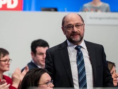 Martin Schulz, líder do SPD, no congresso federal do partido, neste domingo