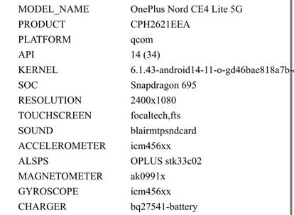 OnePlus Nord CE 4 Lite datos hardware