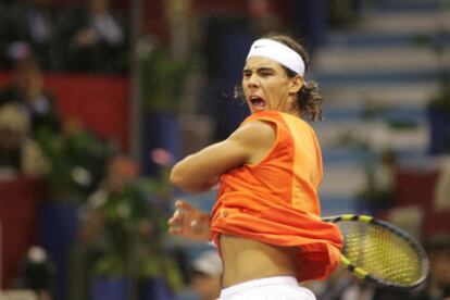 Nadal, ayer durante su partido con Robredo.