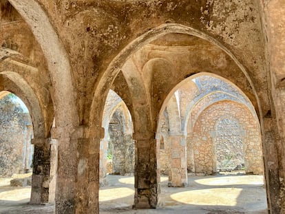 Las ruinas de la Gran Mezquita de Kilwa Kisiwani, Patrimonio de la Humanidad de la Unesco.