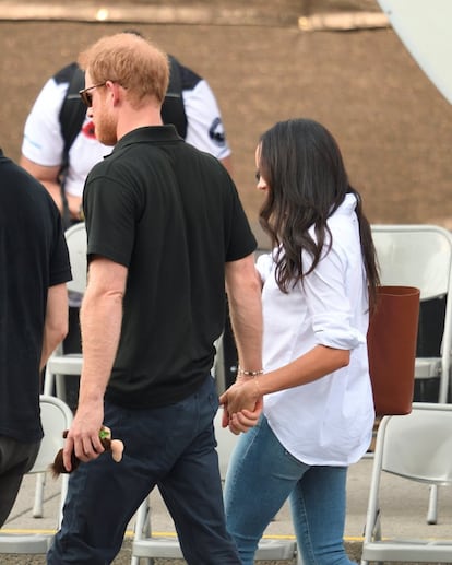 Meghan Markle, de 36 anos, já foi casada, mas não tem filhos. Ela e o príncipe Harry foram fotogarfados nesta terça-feira no Invictus Games, em Toronto (Canadá), onde a série 'Suits', que a atriz protagoniza, é gravada.