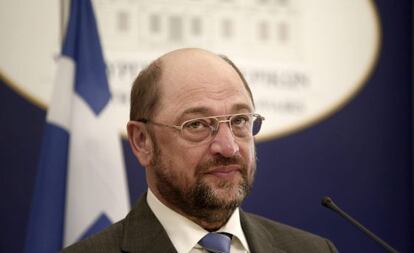 El presidente del Parlamento Europeo, Martin Schulz, el lunes en Atenas. 