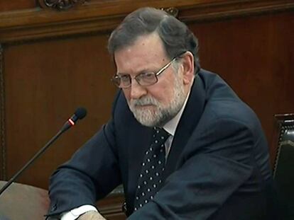 Mariano Rajoy, durante su declaración, este miércoles, en Tribunal Supremo. 