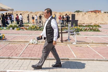 Raymundo Ramos, representante del Comité de Derechos Humanos de Tamaulipas, durante el funeral de Gustavo Pérez.