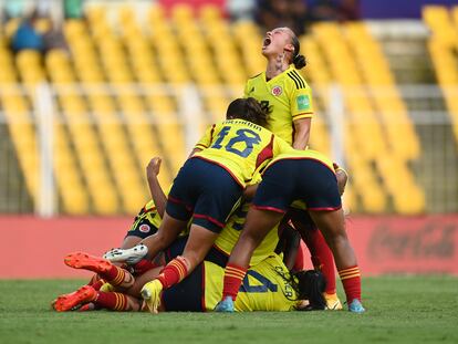 Las jugadoras colombianas celebran un gol en la Copa Mundial Femenina Sub-17.