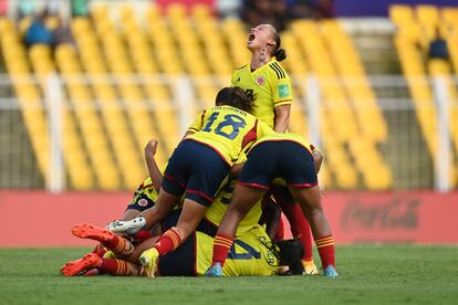 Las jugadoras colombianas celebran un gol en la Copa Mundial Femenina Sub-17.