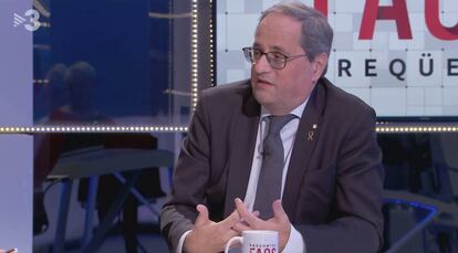 Quim Torra, entrevistado en el programa 'Preguntes freqüents', de TV3.