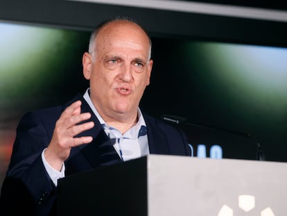 El presidente de LaLiga, Javier Tebas, el pasado 19 de junio en Madrid.