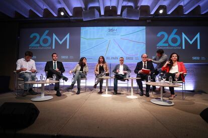 Debate electoral de los candidatos a la Comunidad de Madrid, organizado por EL PAÍS y la Cadena SER, en el COAM, donde han participado Íñigo Errejón (Más Madrid), Ignacio Aguado (Ciudadanos), Isabel Serra (Unidas Podemos), Ángel Gabilondo (PSOE) y Rocío Monasterio (VOX).