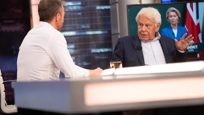 El expresidente del Gobierno Felipe González, este miércoles en 'El hormiguero'.