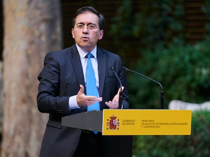 El ministro español de Asuntos Exteriores, Unión Europea y Cooperación, José Manuel Albares, en un acto el pasado martes.