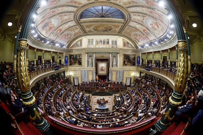 Vista del hemiciclo del Congreso de los Diputados en la última sesión de investidura.