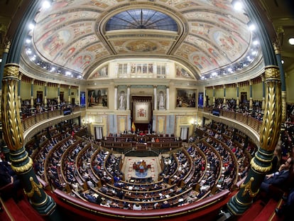 Vista del hemiciclo del Congreso de los Diputados, en Madrid.