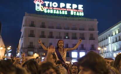 Concentración en la Puerta del Sol de Madrid contra las violencias machistas en septiembre de 2019.