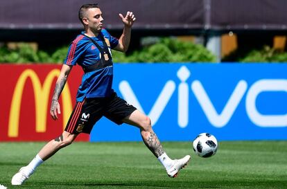 Aspas durnte el entrenamiento del domingo.