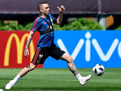 Aspas durnte el entrenamiento del domingo.