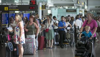 Cues a l&#039;Aeroport de Barcelona, avui. 