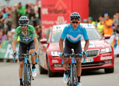 Valverde y Nairo llegan descolgados a la cima de La Gallina.