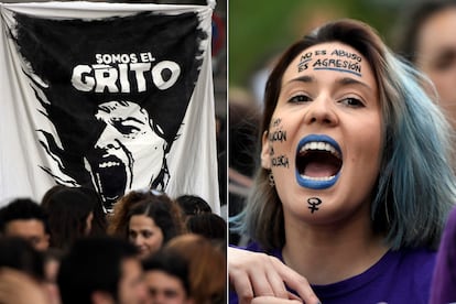 Imágenes de dos protestas en España a consecuencia de la sentencia de La Manada.