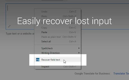Este nuevo botón en el menú contextual nos permitirá recuperar el texto perdido