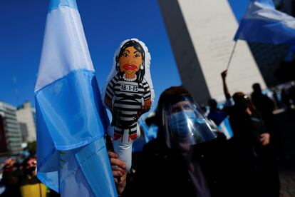 Una protesta en Buenos Aires contra la vicepresidenta de Argentina, Cristina Fernández de Kirchner, en agosto de 2020.